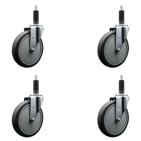 Service Caster 6'' Thermoplastic Rubber Wheel Swivel 1'' Expanding Stem Caster Set, 4PK SCC-EX20S614-TPRB-1-4